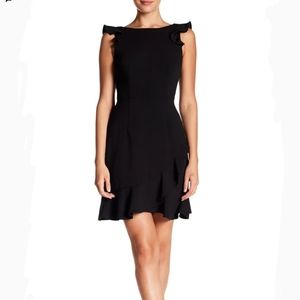 NEW Donna Morgan Ruffle Crepe Dress LBD in Black